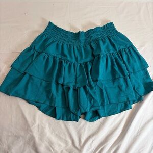 Teal Tiered Ruffle Shorts – Women’s XXL